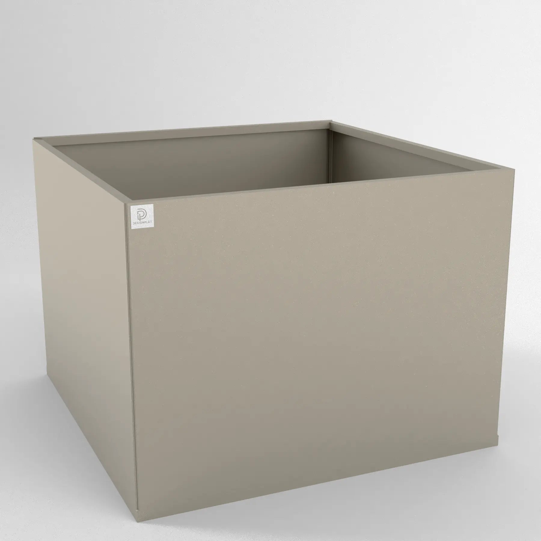 Beige Plantbox 80x80 Designplåt Front