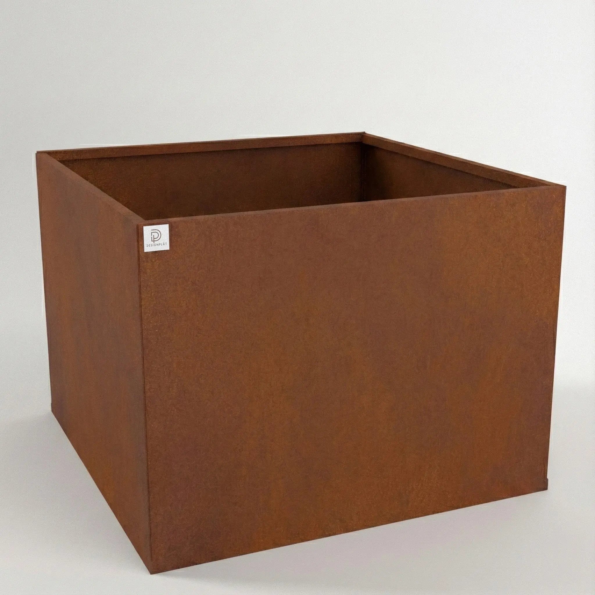 Corten Plantbox 80x80 Designplåt Front