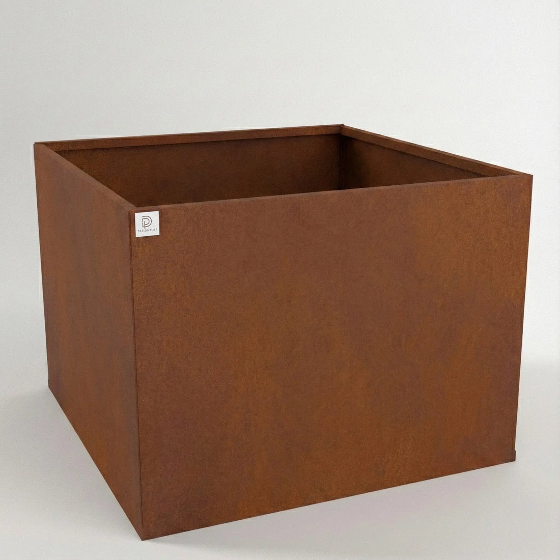 Corten Plantbox 80x80 Designplåt Front
