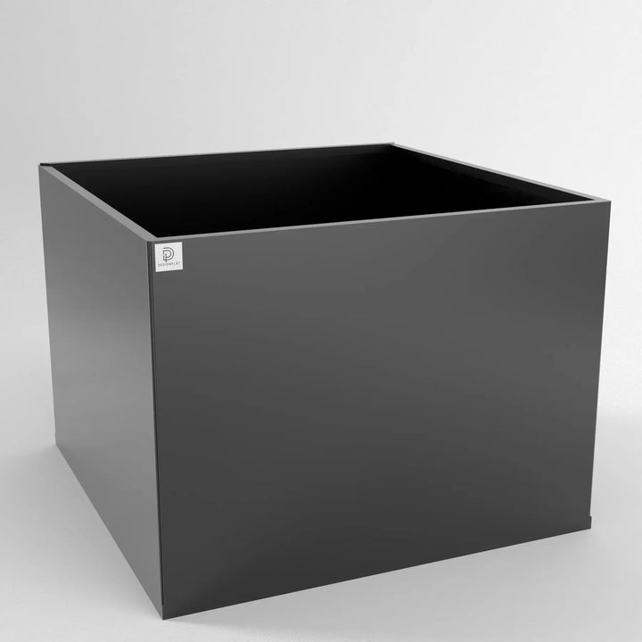 Svart Plantbox 80x80 Designplåt Front