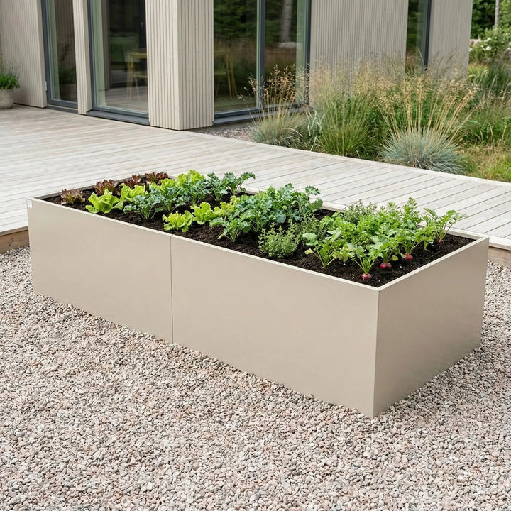 Designplåt Odlingslåda Beige 240x80x60 Odling modern trädgård Side