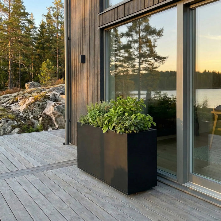 Designplåt Plant Box Flex Svart 80x40x60 side altan trädgård